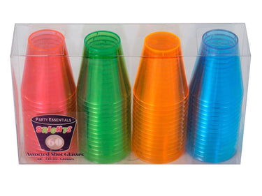 2 Ounce 60ct Neon UV Blacklight Reactive Glow Party Shot Glasses